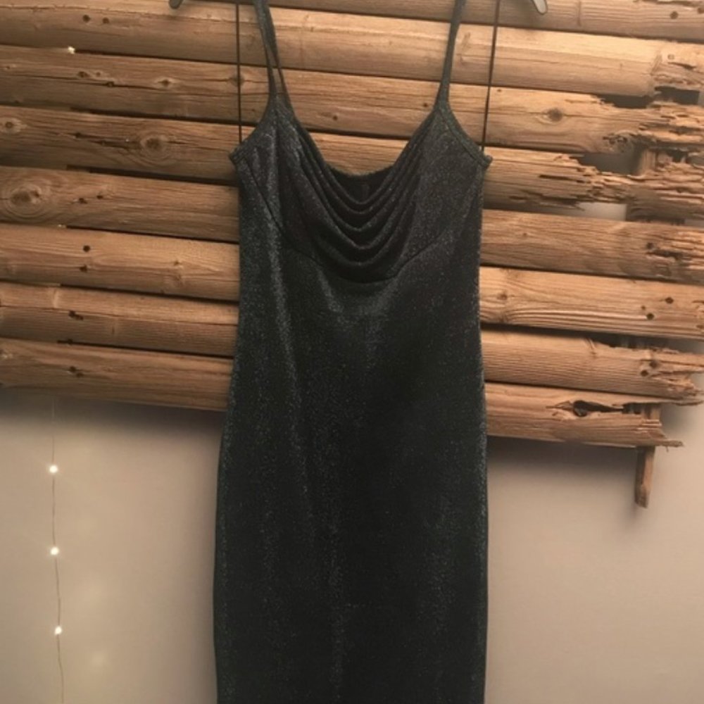 All That Jazz VINTAGE  Hunter Green and Black Velvet Spaghetti Strap Size 9/10